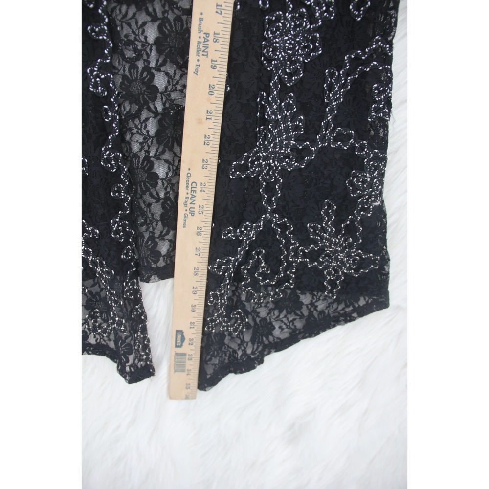 Once Again Open Front Top L Cardigan Embroidery Black Floral Whimsygoth Witchy - Picture 11 of 14